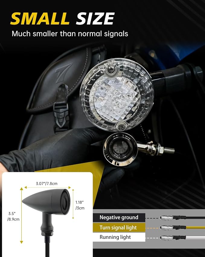 TSUNG Universal Motorcycle LED Turn Signals Lights Small Bullet Front Rear