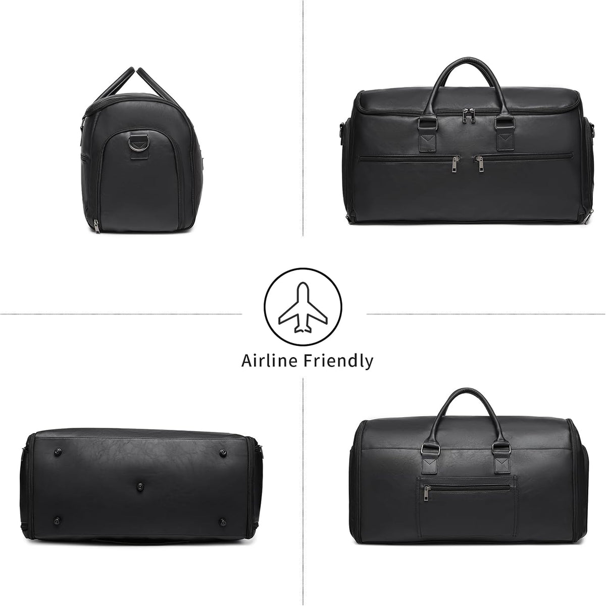 Seyfocnia Carry-On Garment Bag - Convertible Travel Suitcase for Men & Women | Black 2-in-1 Design