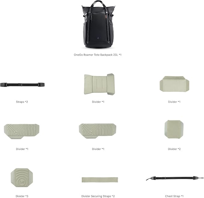 PGYTECH OneGo Roamer Tote Camera Backpack, 25L Water-Resistant Dual Carry Tote