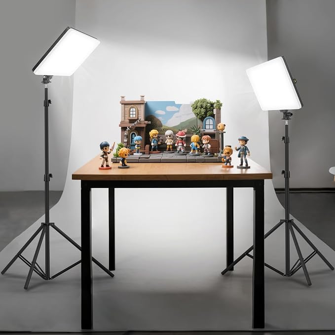 2 Pack Led Video Light Kit, 4000mAh Rechargeable Lithium Battery, Light Panel