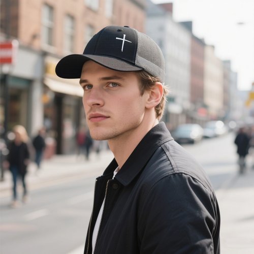 LUDUEIKSW Christian Hats for Men Women, Jesus Cross Trucker Hat Christian Religious Gifts, Black