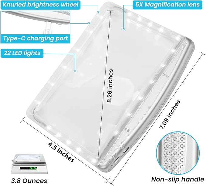 Rechargeable 5X Magnifying Glass