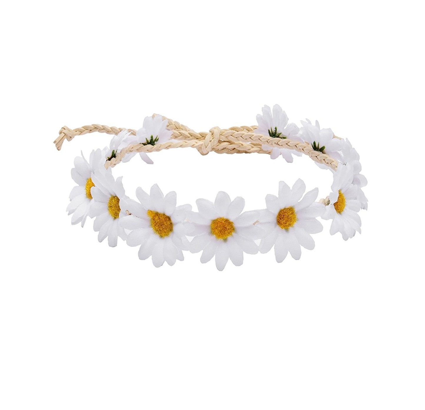 Floral Fall Boho Sunflower Crown Hippies Daisy Hair Wreath Bridal Headpiece Photo Props Dy-01 (White)