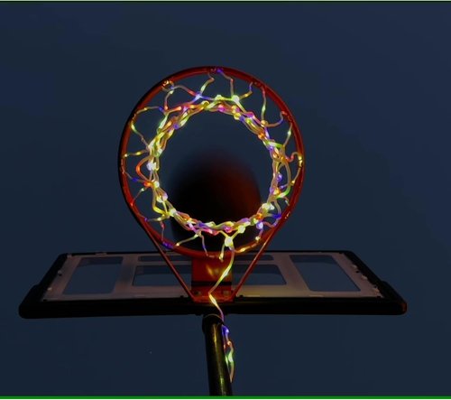 Glow in The Dark Basketball Net - Solar-Powered LED Nylon Hoop Net with Remote Control | Waterproof, Multi-Mode Lighting for Nighttime Play