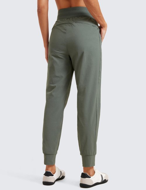 CRZ YOGA Athletic Joggers for Women 27.5" - Lightweight Travel Outdoor Hiking Pants with Pockets Grey Sage Medium