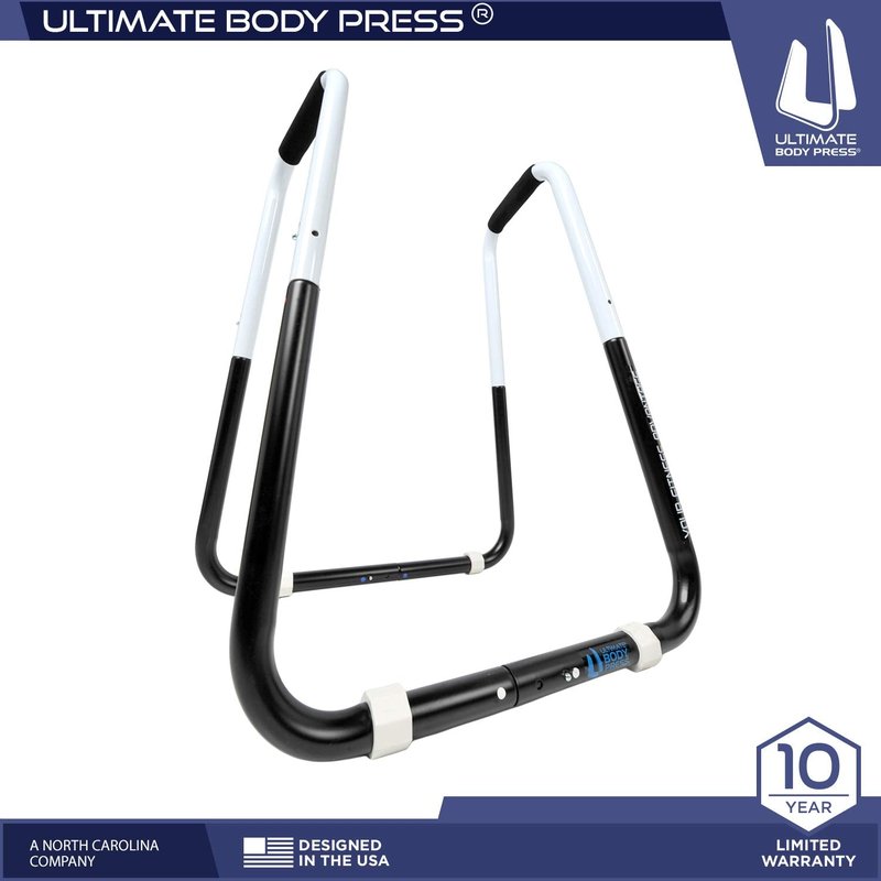 Ultimate Body Press Dip Bar Fitness Station - Adjustable Width Folding Dip Stand with Angled Grips, Stable Leveling and Easy Storage