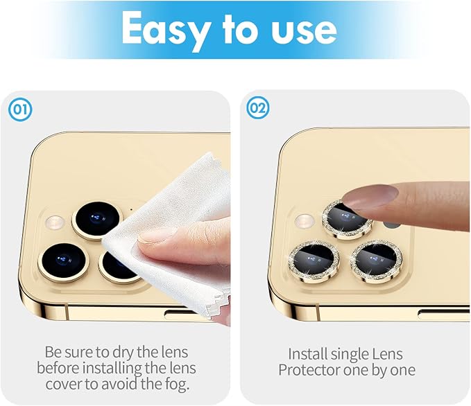 for iPhone 14 Pro/14 Pro Max Camera Lens Protector Bling, 9H Hardness