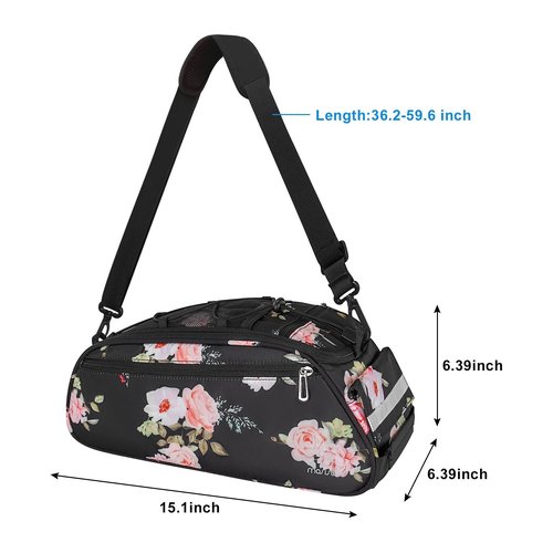 MOSISO Bike Rack Bag, Peony Waterproof Bicycle Trunk Pannier Rear Seat Pouch Cycling Bike Carrier Backseat Storage Luggage Saddle Shoulder Bag, Black