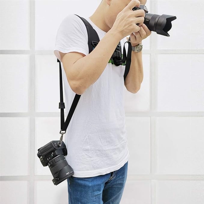 PULUZ Dual Camera Shoulder Harness Quick Release Double Camera Tether Strap