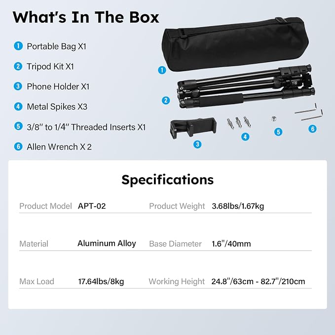 SIRUI Camera Tripod & Monopod Stand, 78.7" Tall Aluminum Detachable Tripod