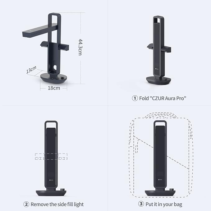 CZUR Aura Pro Book & Document Scanner, Capture A3 & A4, Auto-Flatten & Deskew