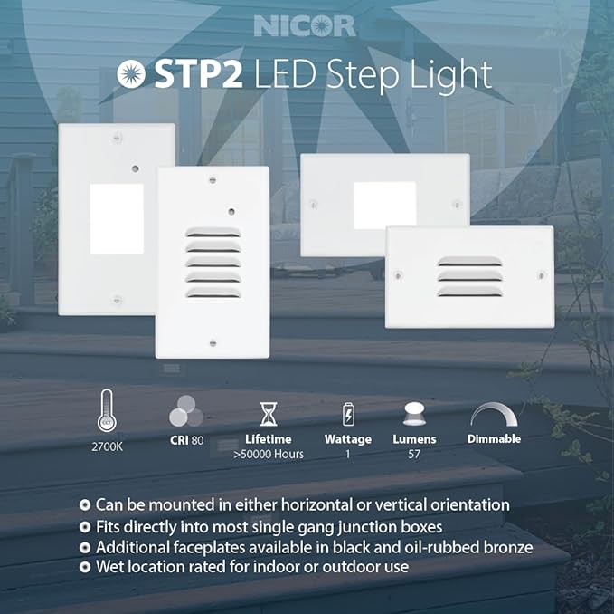 NICOR Lighting STP2 Frosted Black LED Step Light with Photocell (STP2F120BKPC)