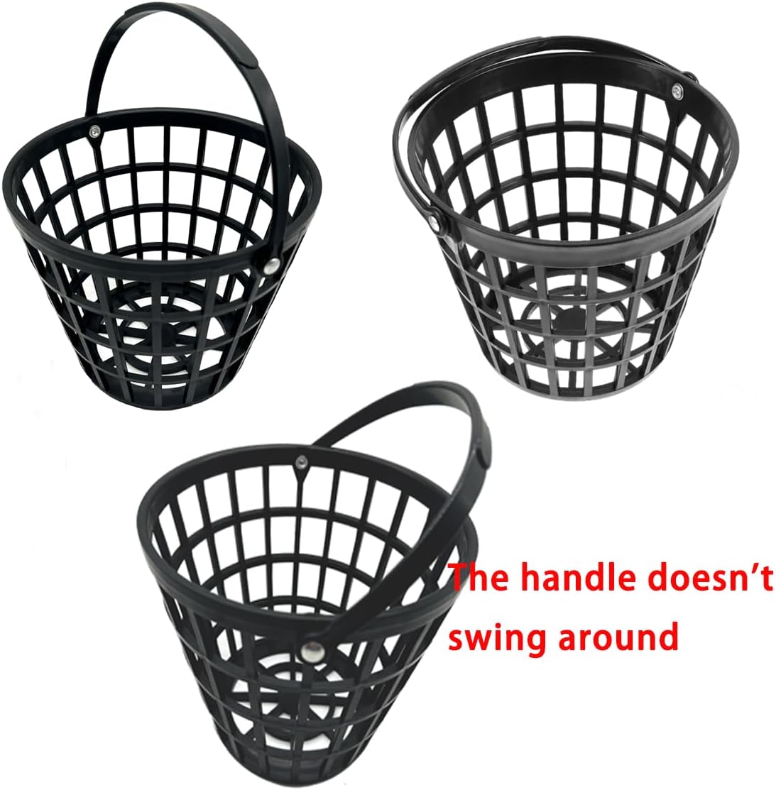 ZLY Golf Ball Basket - Durable Plastic Ball Holder with Handle | Holds 50 Balls - Black