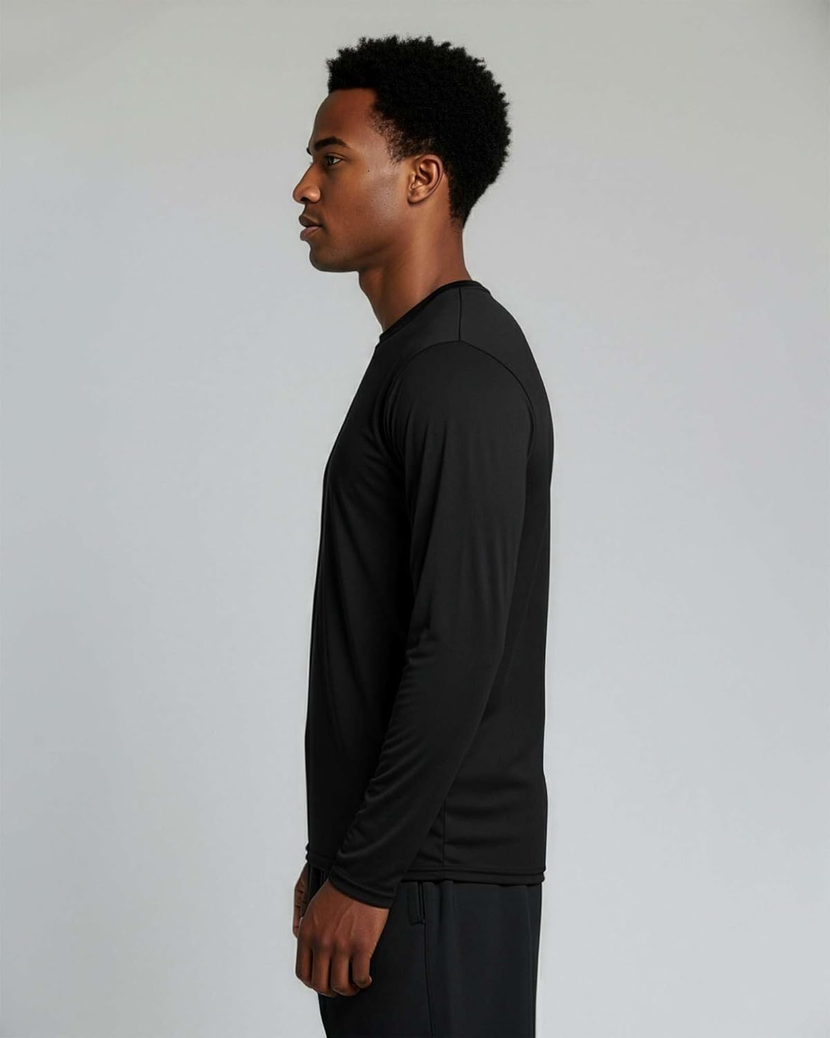 Real Essentials Men's Long Sleeve Dry Fit T-Shirts - UPF 50 Sun Protection for Hiking & Gym | 4 Pack