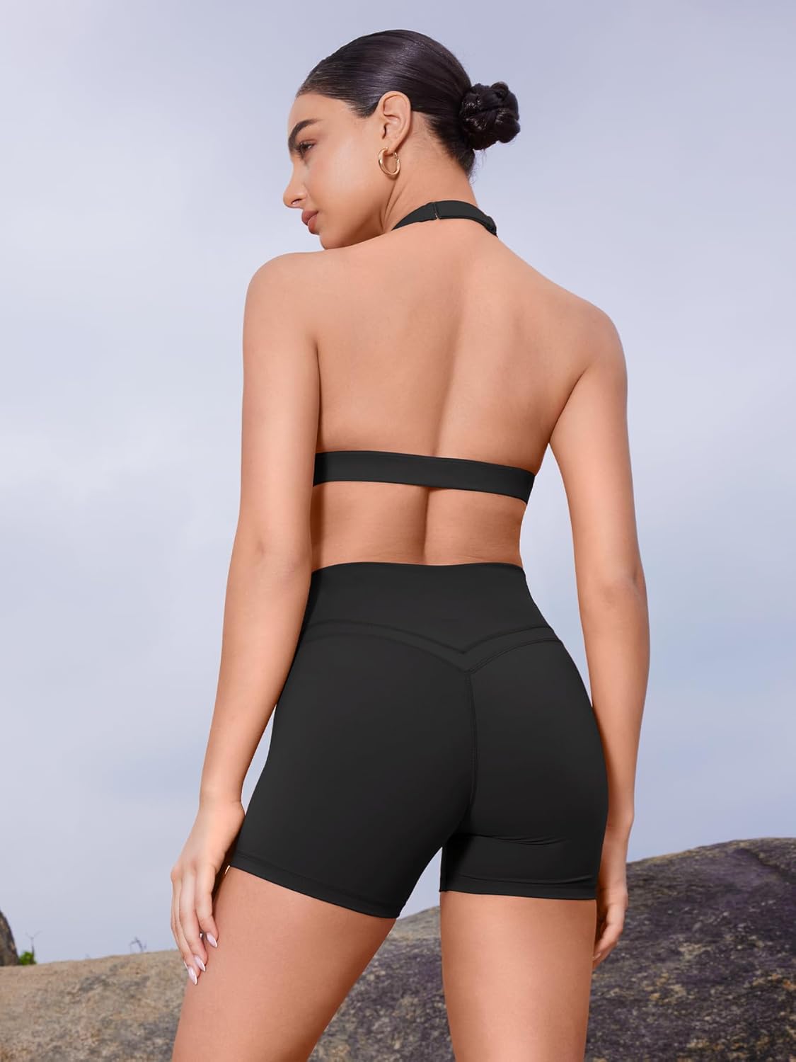 YEOREO Women's High Waisted Gym Workout Shorts - Tummy Control & Hidden Scrunch | 4.5" Booty Shorts