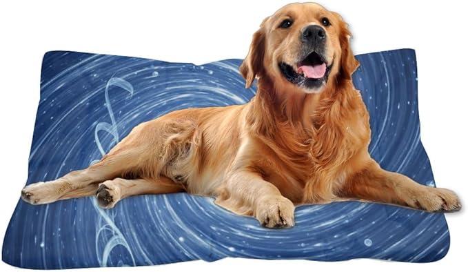 Blue Swirl Vortex Light Effect Art Rectangle Dog Bed Large Dog Mat Pad Bed Crate Washable Non-Slip Crate Washable Big Beds Small Mat Pet Furniture Indoor Outdoor 24X18 Inch