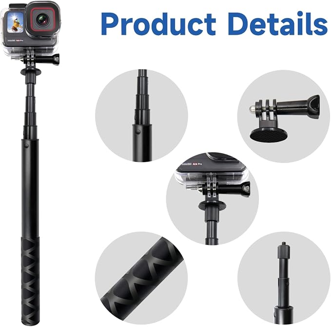 45.2 Inch/115cm Monopod Extension Invisible Selfie Stick Compatible