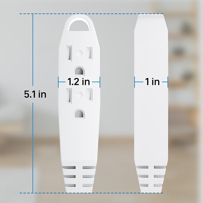 K KASONIC - 25-Feet 3 Outlet Extension Cord, UL Listed, 16/3 SJTW 3-Wire Grounded, 10 Amp 125 V 1625 Watts, Multi-Outlet Indoor/Outdoor Use, White