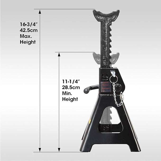 Big RED 3 Ton Double Locking Steel Jack Stands, for Lifting UTV/ATVS, Small Trucks and SUVS, Heavy Duty Steel, 6000lbs Capacity, 1 Pair, Black