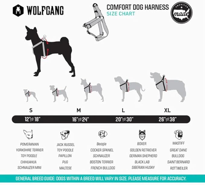 Wolfgang Heavy Duty Adjustable Dog Harness, Pull-Tested to Over 800 lbs for Walking & Training, ChevTech Print, Medium
