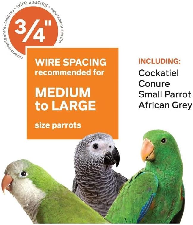 Artisanal Artistry Bird Cage with Handcrafted Design, Intricate Details, Spacious Interior for a Stylish and Comfortable Home Black/Large