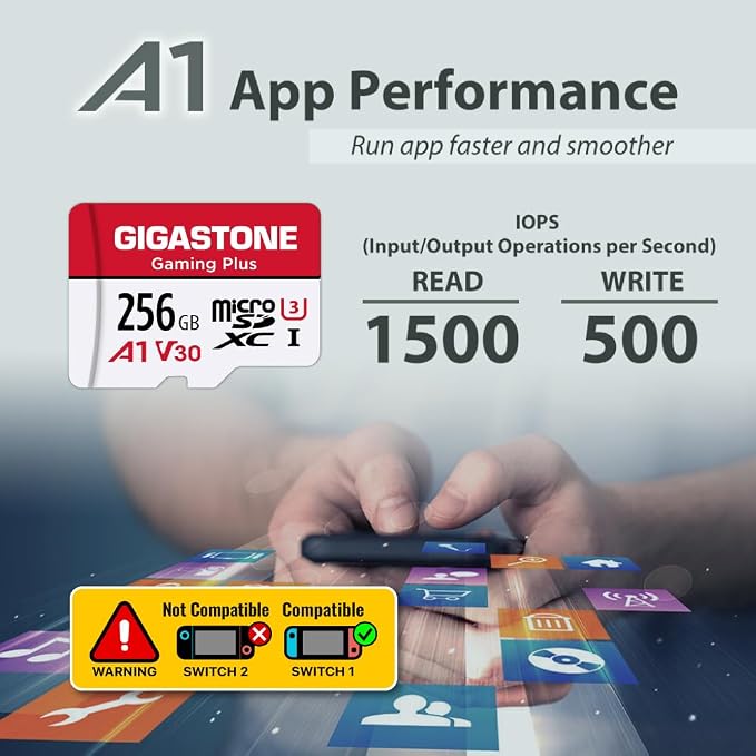 【for Switch 1 Only】 GIGASTONE 256GB Micro SD Card 5-Pack, Gaming Plus,