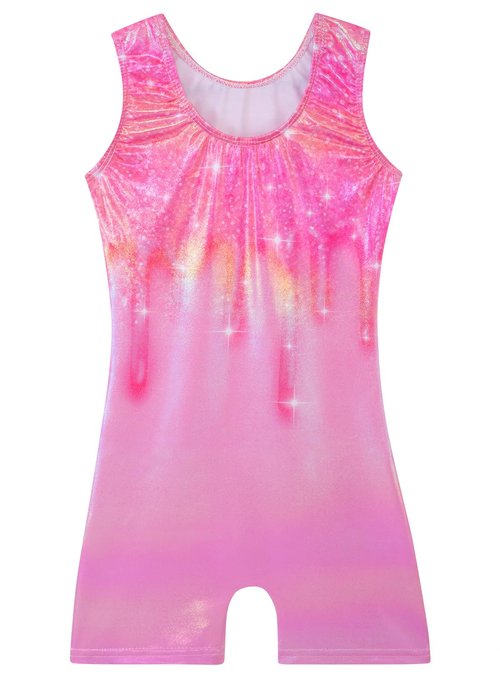Gymnastics Leotards for Girls Toddler Ballet Dance Tumbling Outfits 3t 4t Kids Sleeveless Gymnastic Biketard with Shorts Sparkly Dancwear Unitards Clothes Bodysuit (Pink Glitter, 3-4T)