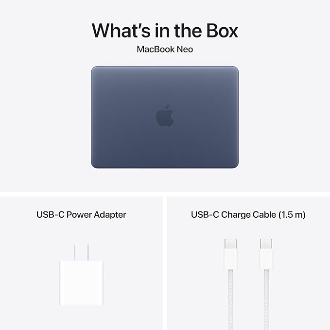 Apple 2026 MacBook Neo 13-inch Laptop with A18 Pro chip: Built for AI and Apple Intelligence, Liquid Retina Display, 8GB Unified Memory, 256GB SSD Storage; Indigo with AppleCare+ (3 years)