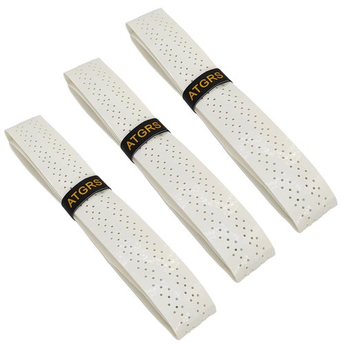 ATGRS Tennis Grip Tacky Tennis Racket Grip Tape Absorbent Anti-Slip Overgrip for Tennis Badminton Pickleball Racquet Handle Grip with Damping Ridges Overgrips (White)