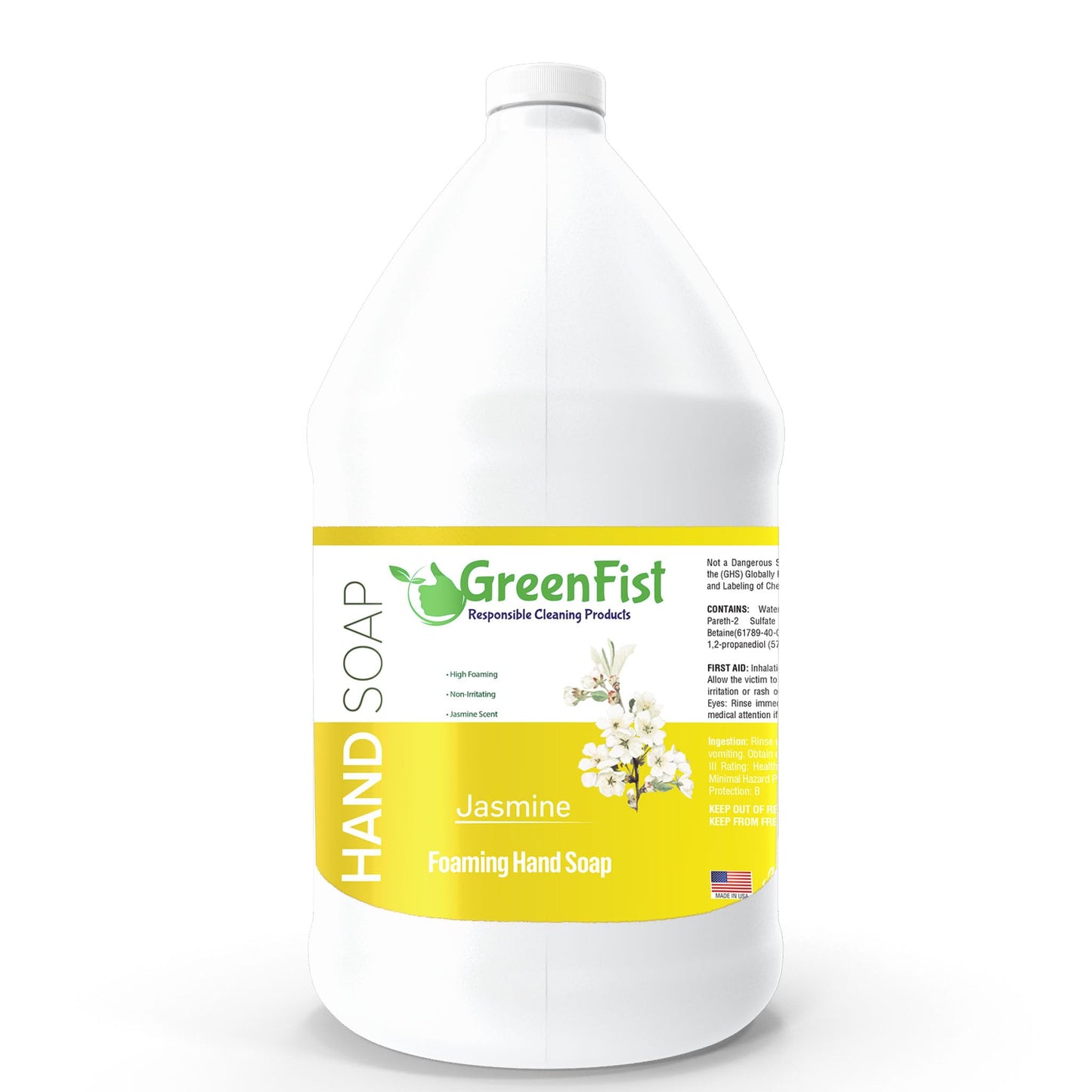 Greenfist Foaming Hand Soap Refills Jasmine Scent Jug Foam Refill Made In Usa, 128 Ounce (1 Gallon)