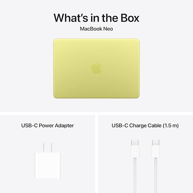 Apple 2026 MacBook Neo 13-inch Laptop with A18 Pro chip: Built for AI and Apple Intelligence, Liquid Retina Display, 8GB Unified Memory, 256GB SSD Storage, 1080p FaceTime HD Camera; Citrus