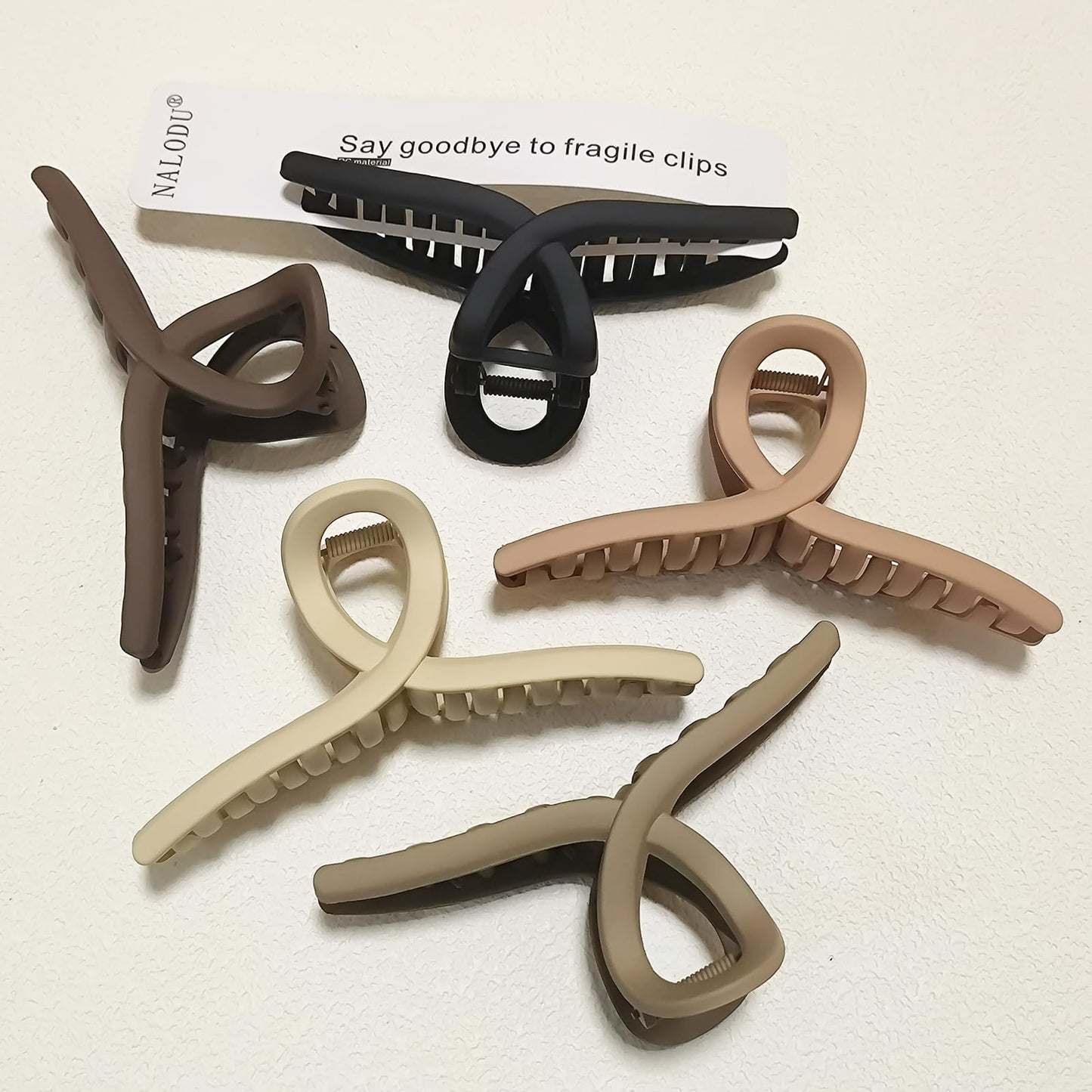 Nalodu 5 Inch Hair Claw Clips Extra Large No Slip Big Matte Jaw Butterfly Clip For Curly Longthick Hair Women, 5 Pack