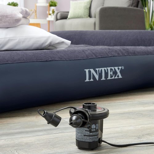 Intex 66619E Electric Air Pump - Quick Fill 120 Volt with 3 Nozzles | Compact & Versatile, Black