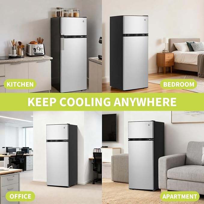 4.5 cu ft Mini Fridge Freezer, Energy-Efficient, Quiet, Adjustable Shelves | Single door, compact, for dorm, office, bedroom, kitchen, and bar use