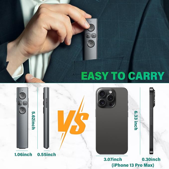 2 in 1 USB Type C Presentation Clicker, Rechargeable Presentation Clicker