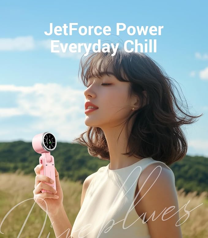 Diveblues Portable Handheld Turbo Fan, 5 Gear Wind, Battery Operated, Up to 12 Working Hours, 3 IN 1 Hand Fan with Air Turbo Tech Cooling Fan for Outdoor Activities, Travel, Working