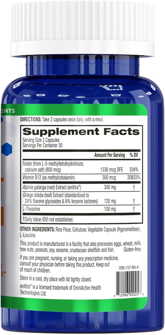 BioTrust Brain Bright – Daily Nootropic Boost for Focus, Concentration, Mental Clarity – Caffeine Free Nootropics Brain Support Supplement – Thai Ginger, Ginkgo, Folate, L-Theanine – 30 Servings
