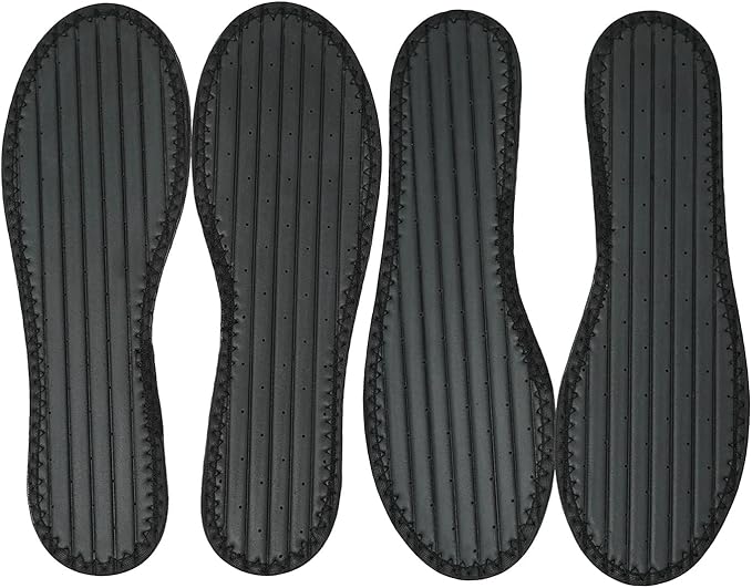 Happystep Cotton Terry Cloth Insoles, Barefoot Shoe Inserts, Sweat Absorption, Odor Control, Moisture-Wicking, Washable and Reusable, Zero Drop Shoe Insoles, 2 Pairs of Black (Women Size 9)