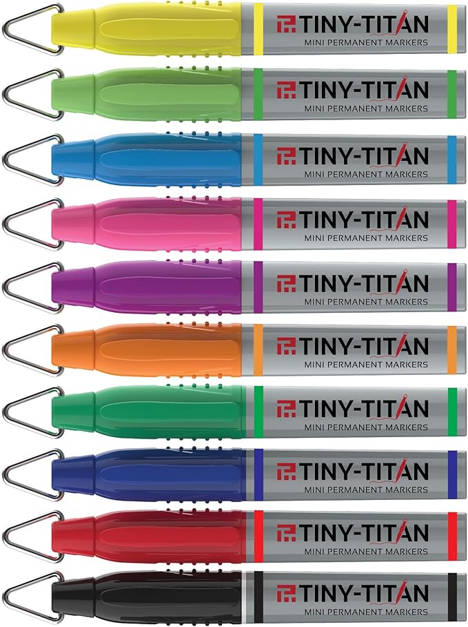 Tiny-Titan Mini Markers, Mini Markers, Keychain Clip, Golf Ball Marker, Clip On Nurse's Badge - Mini Markers - RED Ink - Fine Point - 4 Pens Per Pack
