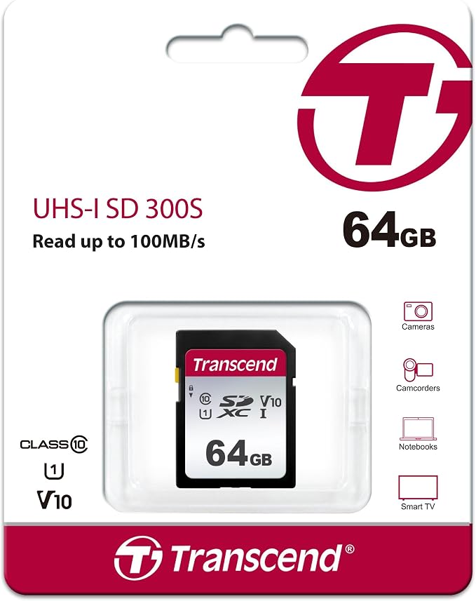 Transcend SDC300S 64GB SDXC SD Card, Compatible