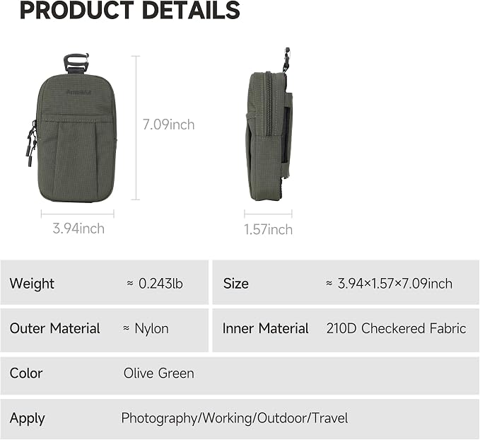 AMBITFUL Compact Sports Camera Bag, Shoulder Strap Storage Case, 3.94 x 1.57 x
