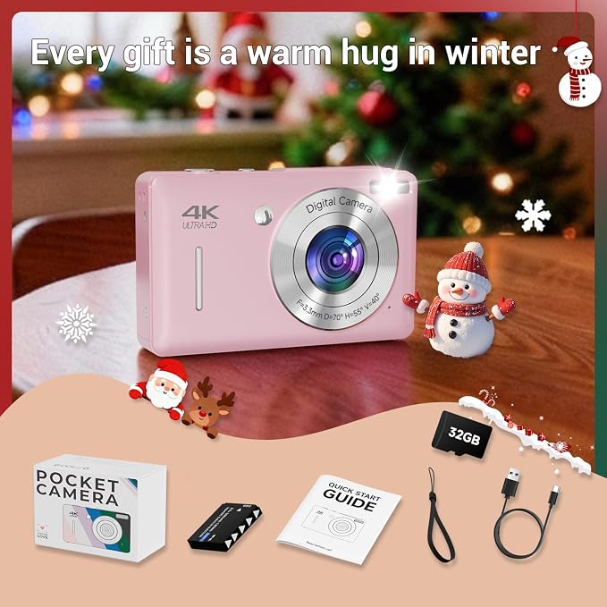 Digital Camera for Kids, FHD 1080P 44MP Point and Shoot Digital Camera
