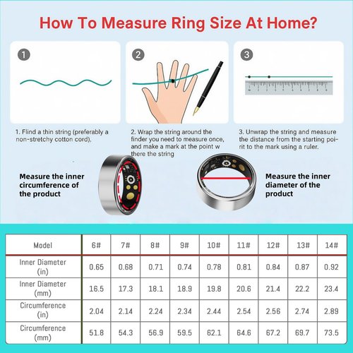 MZJ Smart Ring Fitness Tracker for iOS & Android – Sleep Monitor Heart Rate Blood Oxygen & Pressure 8 Sports Modes IP68 Waterproof NO Subscription Long Battery Life (Champagne Gold, 13#)