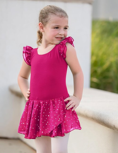 Arshiner Girls Ballet Dance Dress - Ruffle Sleeve Tutu Leotard for Comfort and Style