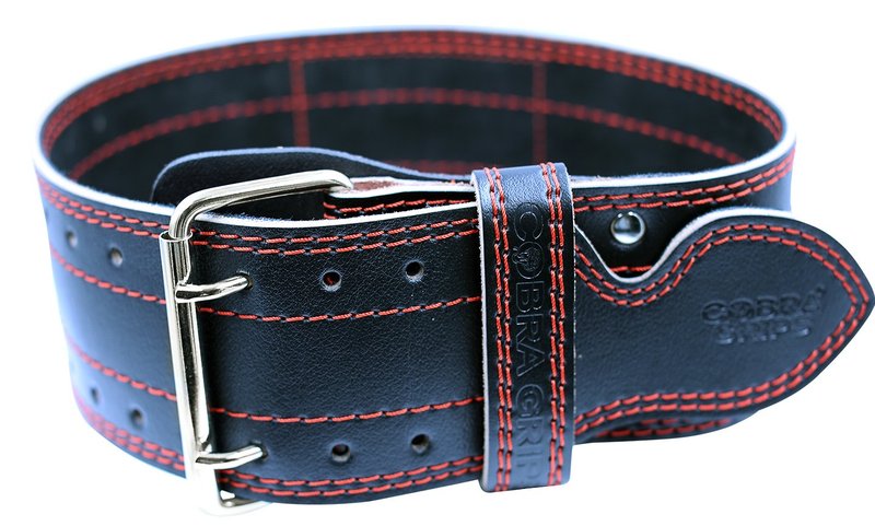 Weight Power Lifting Belt 4” Wide Cobra Grips Premium Genuine Leather Belt for Men & Women Adjustable Weightlifting Back Support (RED, Large 36"-44")