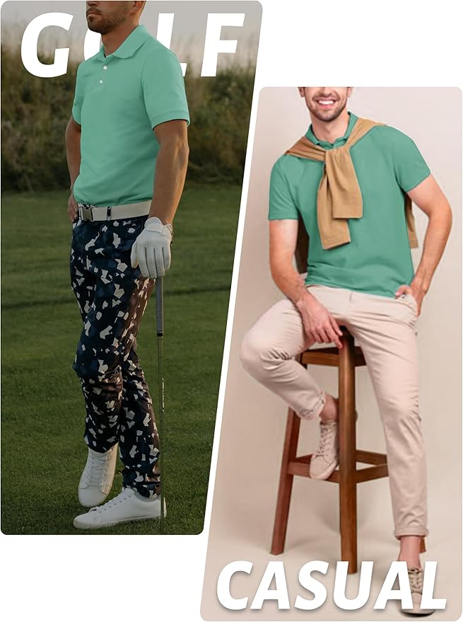 TACVASEN Mens Golf Shirt Dry Fit Mens Polo Shirts Short Sleeve Performance Golf Polos for Men with Collar Work Shirts
