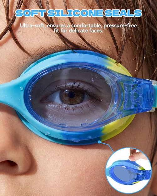 Aegend Swim Goggles for Kids | Anti-Fog Comfort Fit for Ages 3-8 - Perfect for Boys & Girls