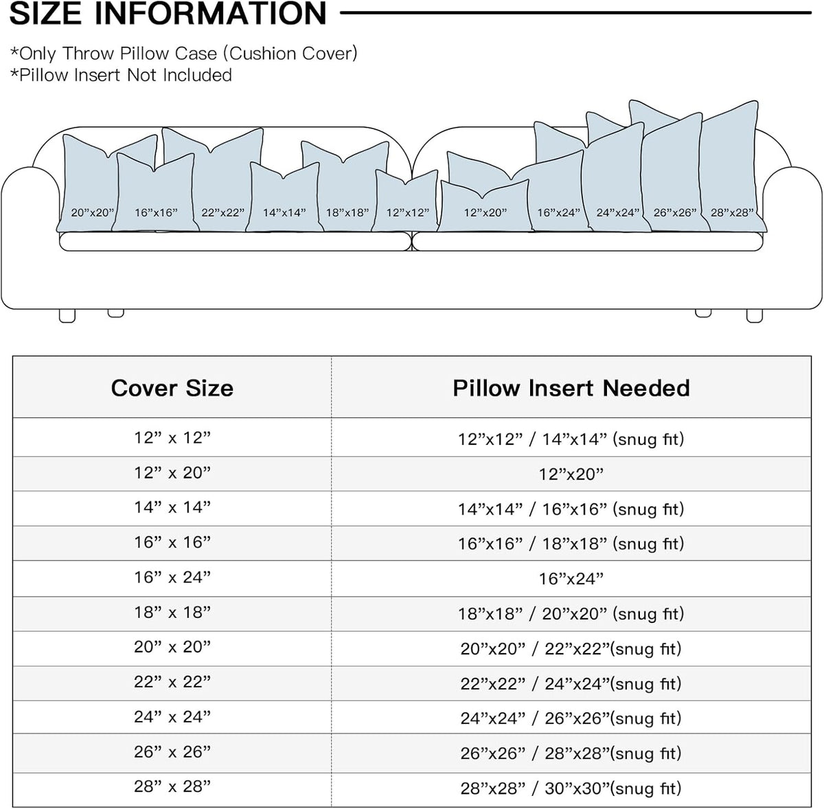 OTOSTAR Linen Throw Pillow Cover Set of 1 Decorative Square Pillowcases Cushion Covers 24x24 Inch for Home Decor Sofa Bedroom Car 60 x 60CM Blue Grey