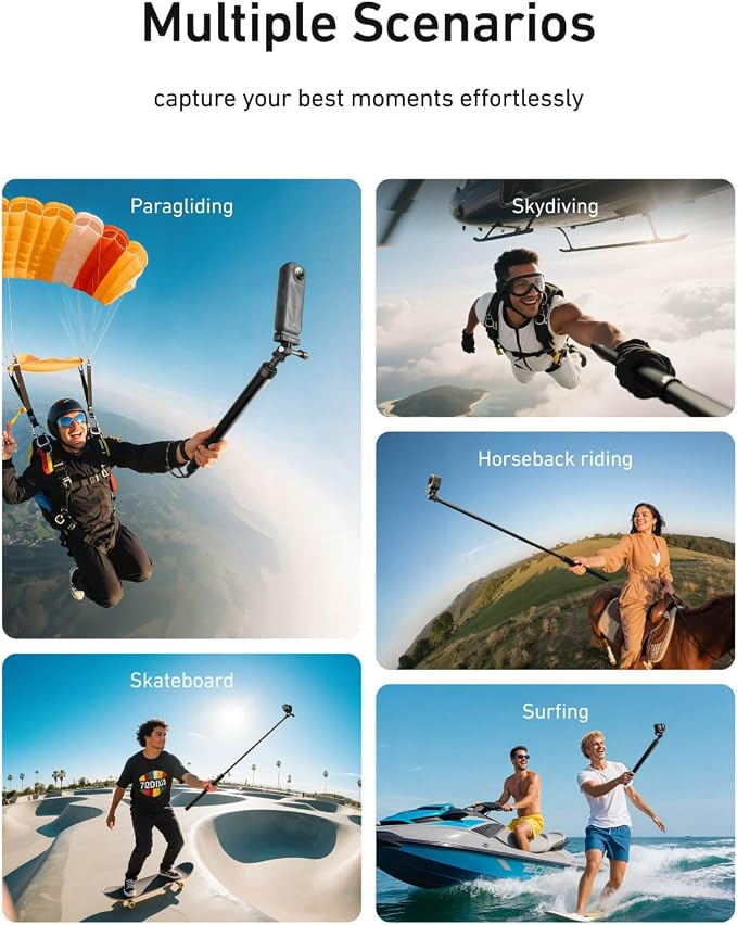 TELESIN Selfie Stick Long Pole, Carbon Fiber Waterproof Dive Extension Monopod