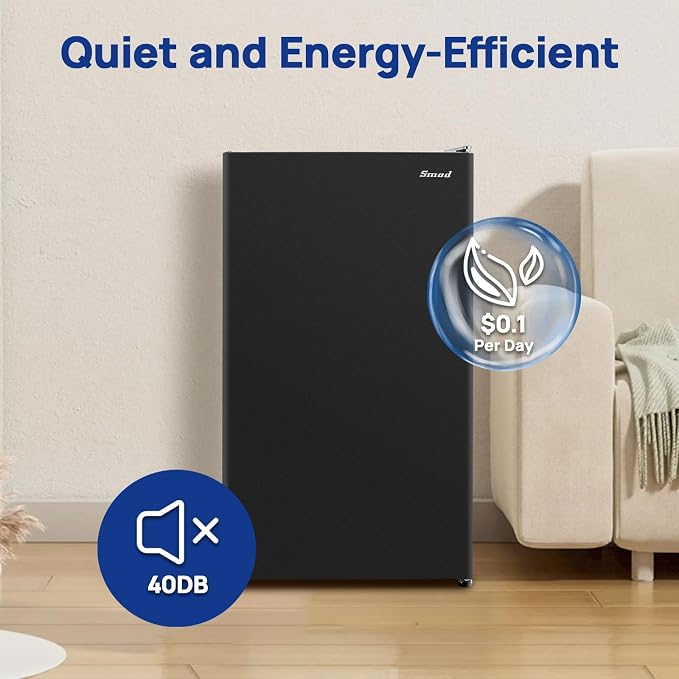 Smad Dorm Fridge 3.2 Cu.Ft, Compact Refrigerator with Freezer, Office Fridge with Chiller Box, Single Door Office Refrigerator 7 Levels Temperature Control, Low Noise